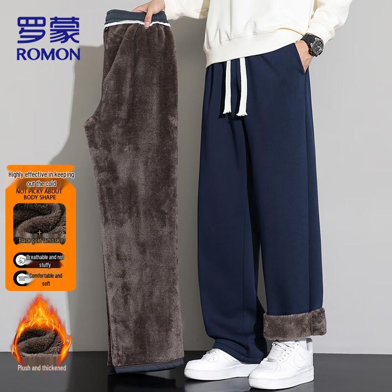 Romon Men's Warm Corduroy Fleece-Lined Casual Pants