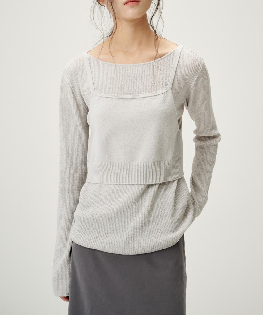 Linte Ribbed Boat Neck Bustier Knit Set