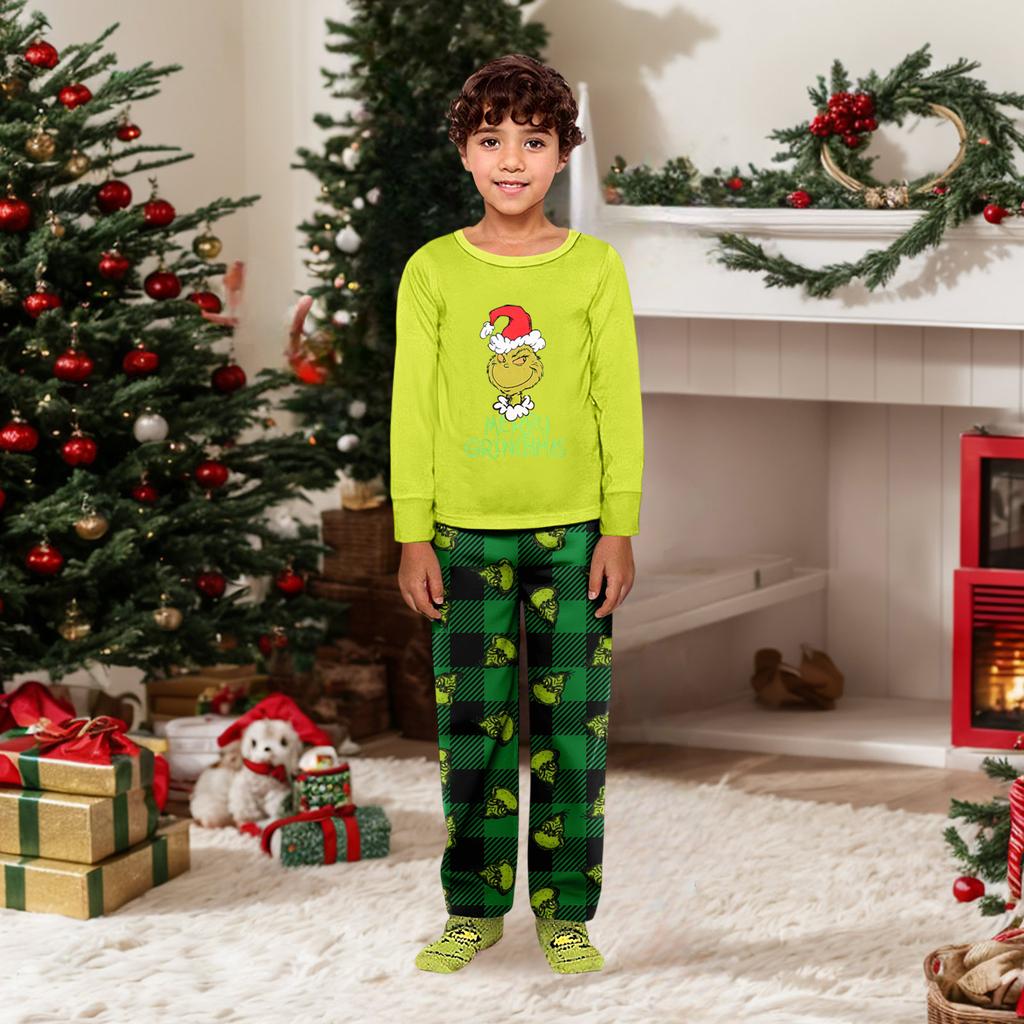 Ebeveyn-Çocuk Noel Baskılı Ev Takımı Uzun Kollu Üst Ve Pantolon