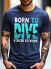 Mens Diving Design Tshirt Micro Stretch Knitted Summer Cotton Leisure Outdoor Sports Mens and Womens Short Sleeve