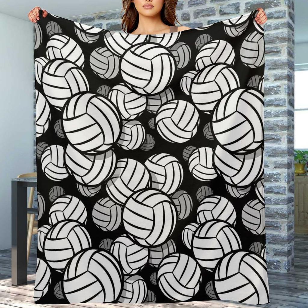 Volleyball Print Flannel Blanket Bedspread Nap Blanket Sports Theme Blanket