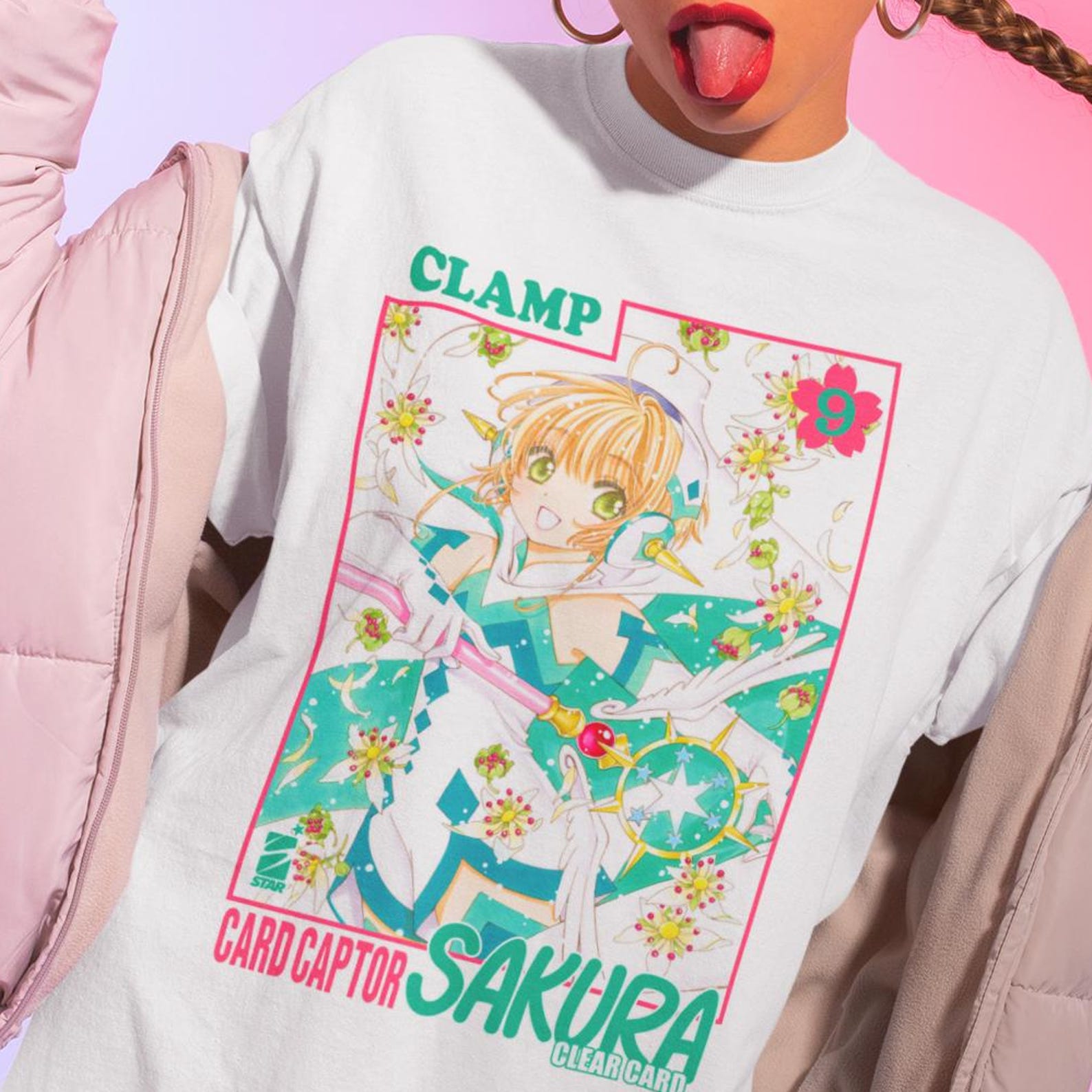 Cardcaptor Sakura Anime Shirt – Sakura Kinomoto Tshirt,Manga Cosplay Tee,Syaoran Li M