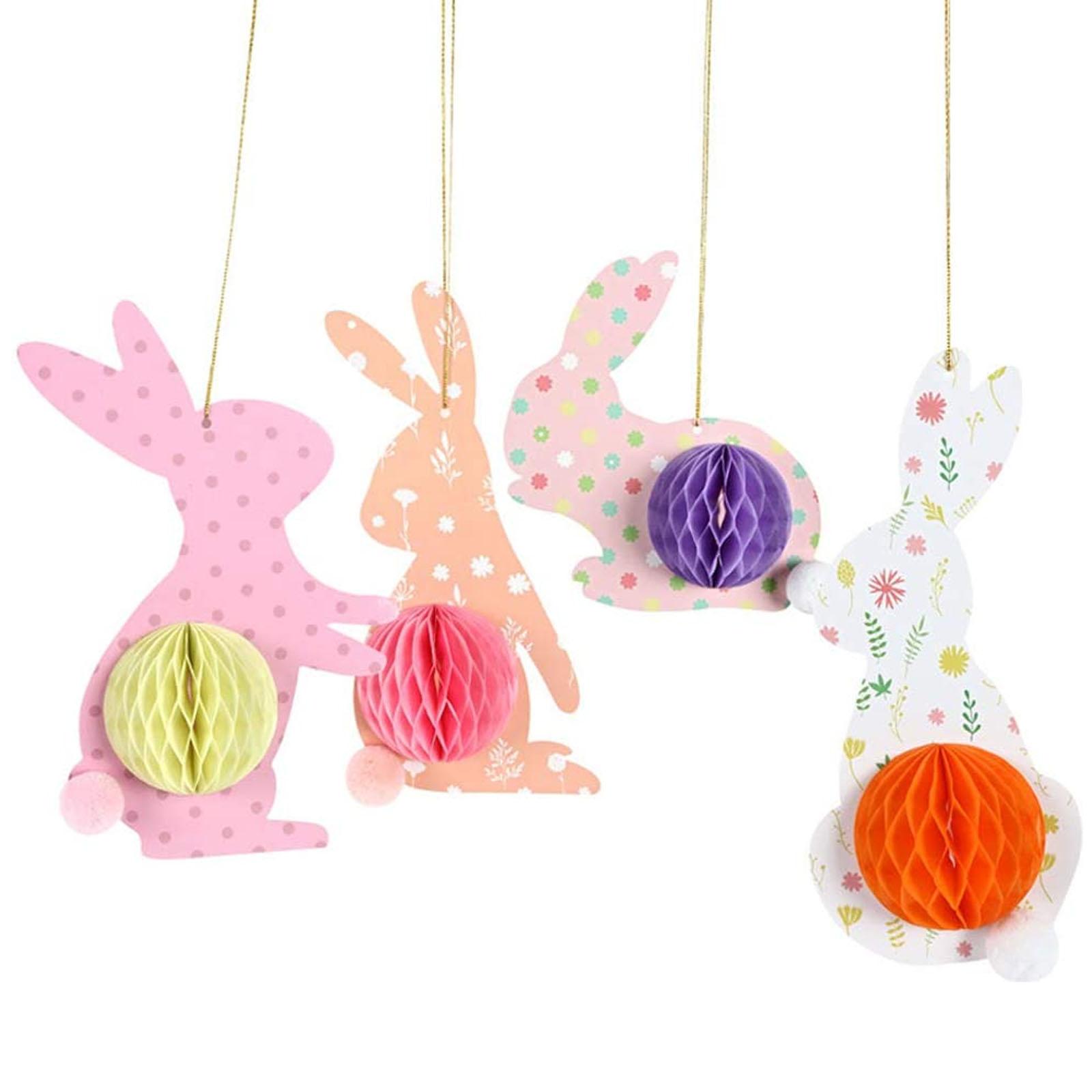 Creative Party Supplies Easter Ornament Rabbit with 3D Honeycomb Paper Egg B 1