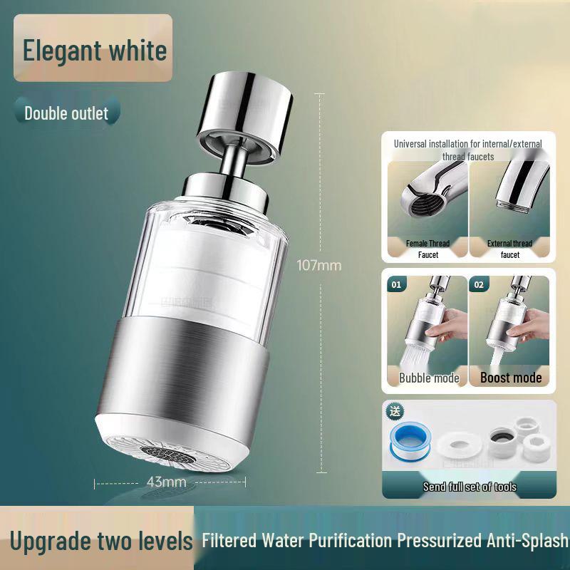 Universal Two-Speed Kitchen Faucet Filter and Anti-Splash Extension Purifier