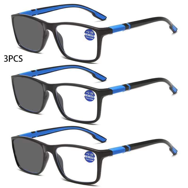 3Pcs Photochromic Reading Glasses Men Women Sports Anti-Blue Light Reading Eyewear Frame Presbyopia Eyeglasses +100 To+400