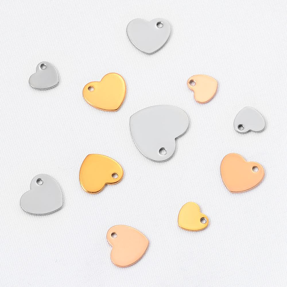 20Pcs/lot Stainless Steel Heart Charm Stamping Blank Pendant DIY Jewelry Making For necklace or Bracelet or Anklet