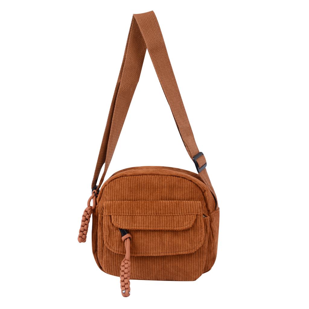 Korean Corduroy Messenger Bag Solid Color Canvas Fashion Casual Shoulder Bag Student Commuting Japanese Small Satchel