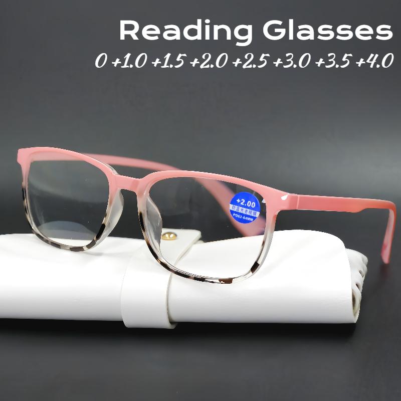 Leopard Square Frame Reading Glasses for Women Neutral Light Luxury Glasses Anti-blue Light Presbyopia Glasses Diopters To 0+4.0