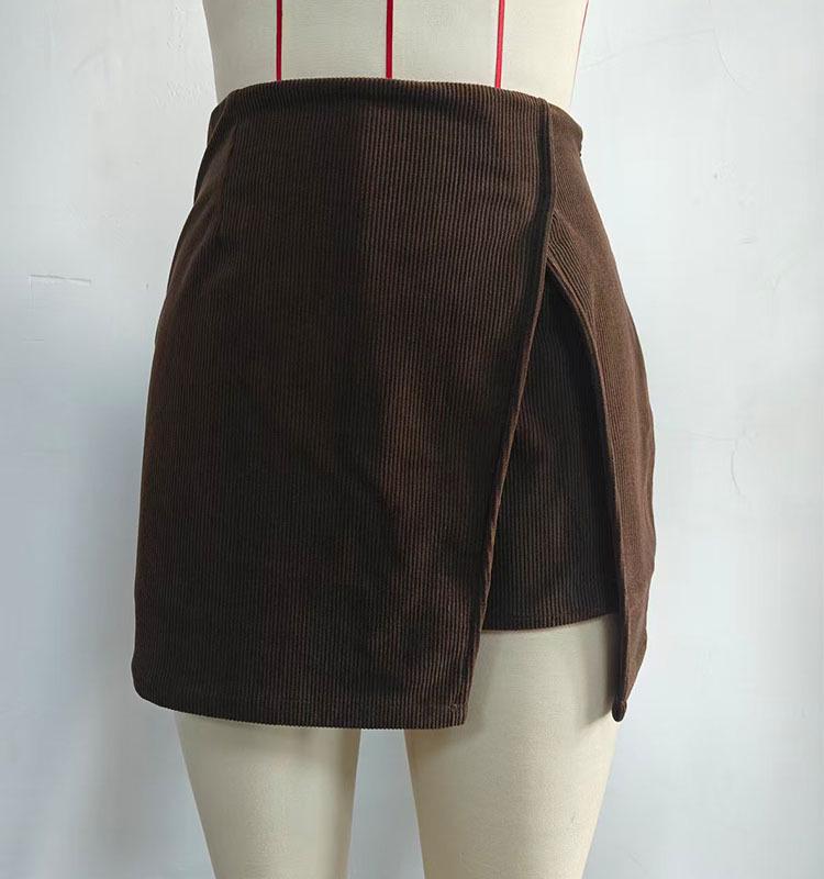 2025 High-Waisted Corduroy Mini Skirt with Shorts – Fashionable Autumn Style for Women