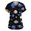 Women's Fashion Short Sleeve Cute Animal Printed V-Neck Pocket Workwear Tops