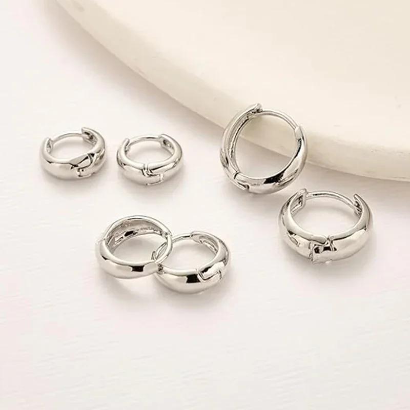3 Pairs Small Gold Hoop Earrings Set for Women,  Plated Huggie Hoop Earrings for Multiple Piercing Dainty Hoop Earrings