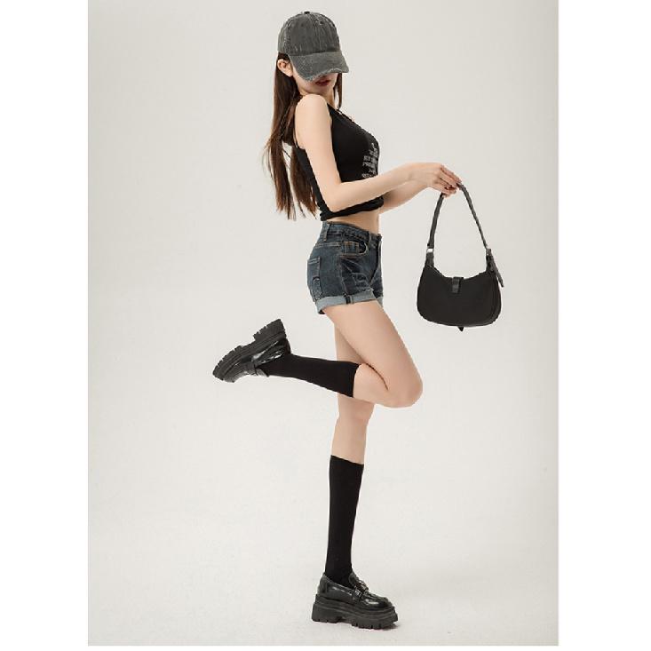 Sommer Neue Damen Koreanische Denim Shorts Hosen Dame Niedrige Taille Elastisch Slim Fit Hotpants Weiblich Dunkelblau Hüftumschmeichelnde Jeans