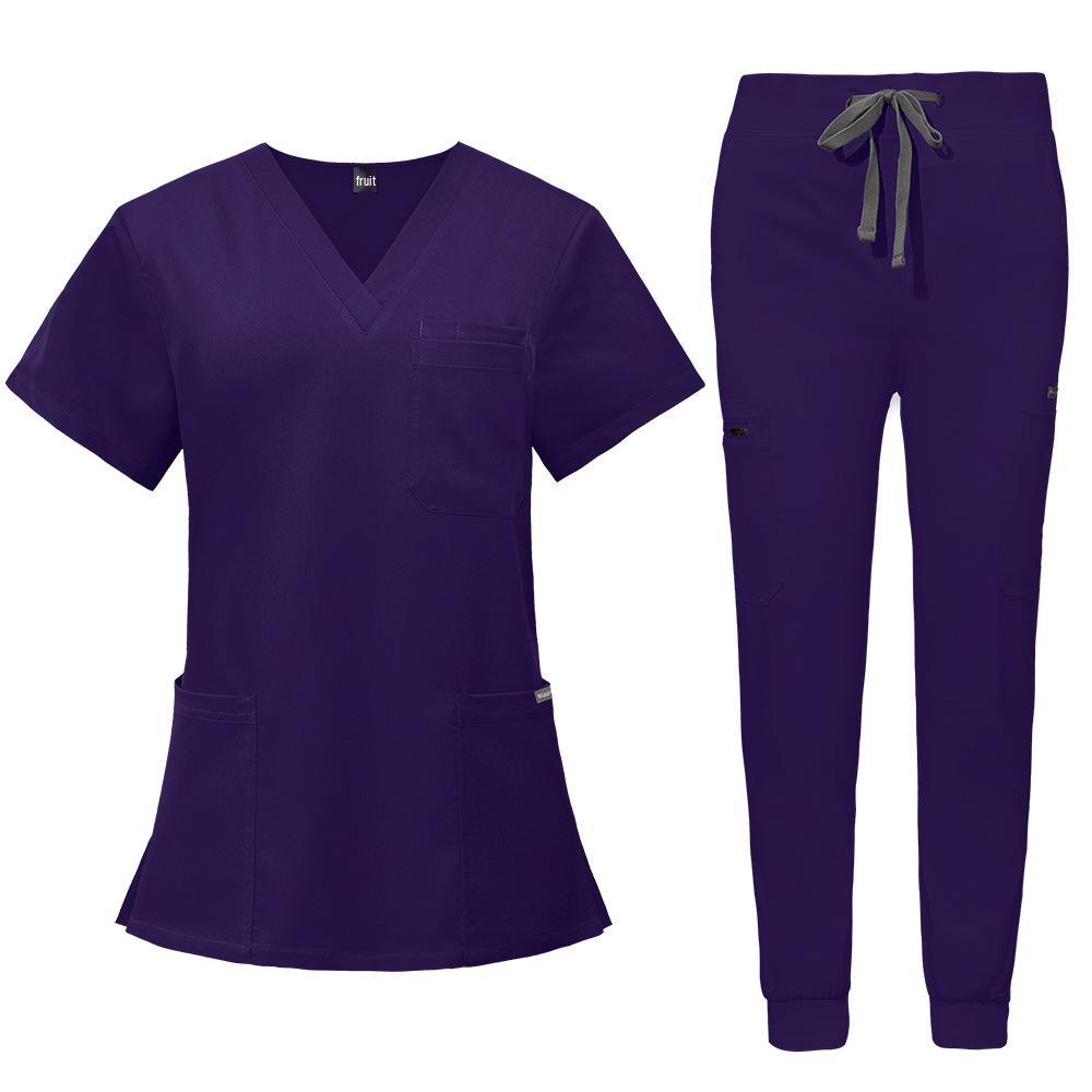 Double-Layer Multifunction Pocket Scrub Suit for Anesthesiologists - Short Sleeve, Long Pants Set