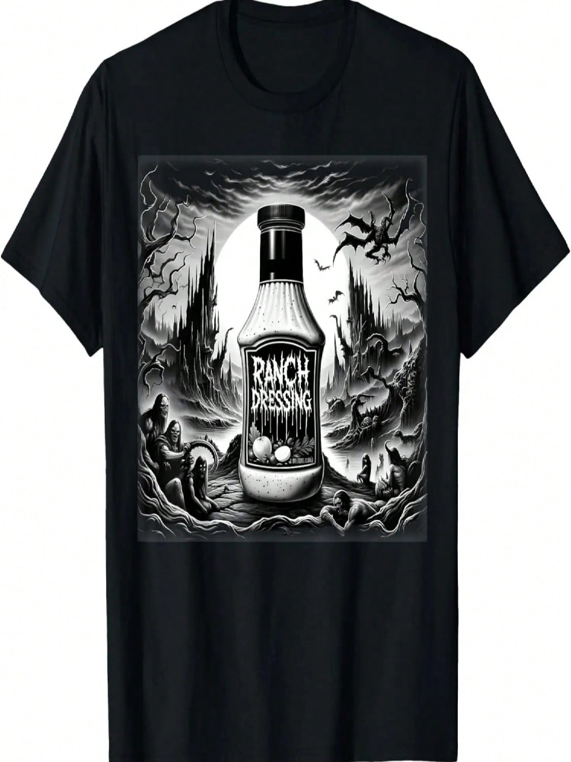 Ranch Dressing Meme Death Metal Music Black Aesthetic Goth T-Shirt S разноцветный