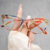 2Pcs Stylish Cat-Eye Womens Reading Glasses Classic Print Design Anti-Blue Light Comfortable Wear Glasses For Book Reading