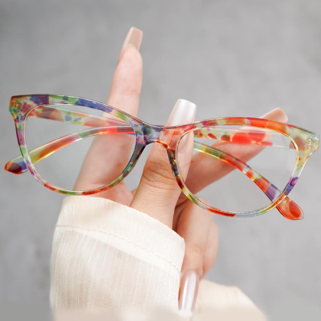 2Pcs Stylish Cat-Eye Womens Reading Glasses Classic Print Design Anti-Blue Light Comfortable Wear Glasses For Book Reading