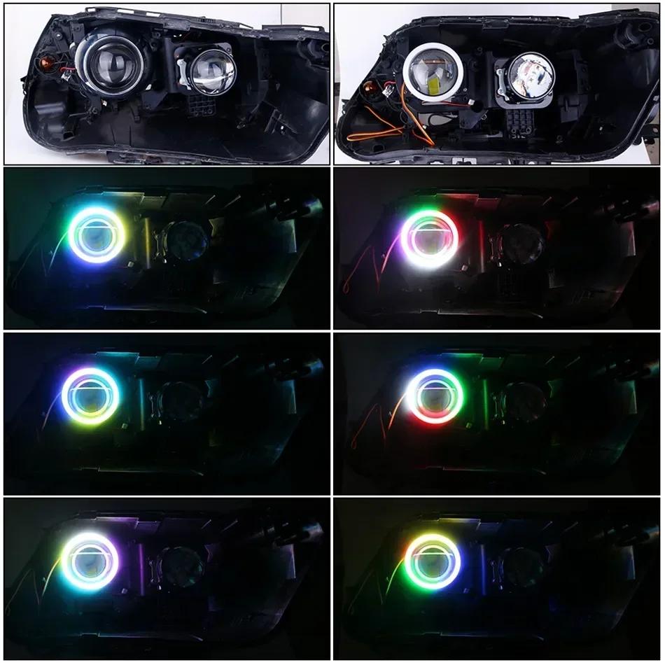 2pcs RGB Angel Eye LED,Daytime Running Headlight Light with APP Control Multiple Light colors Synchronized to Music.60MM-120MM,