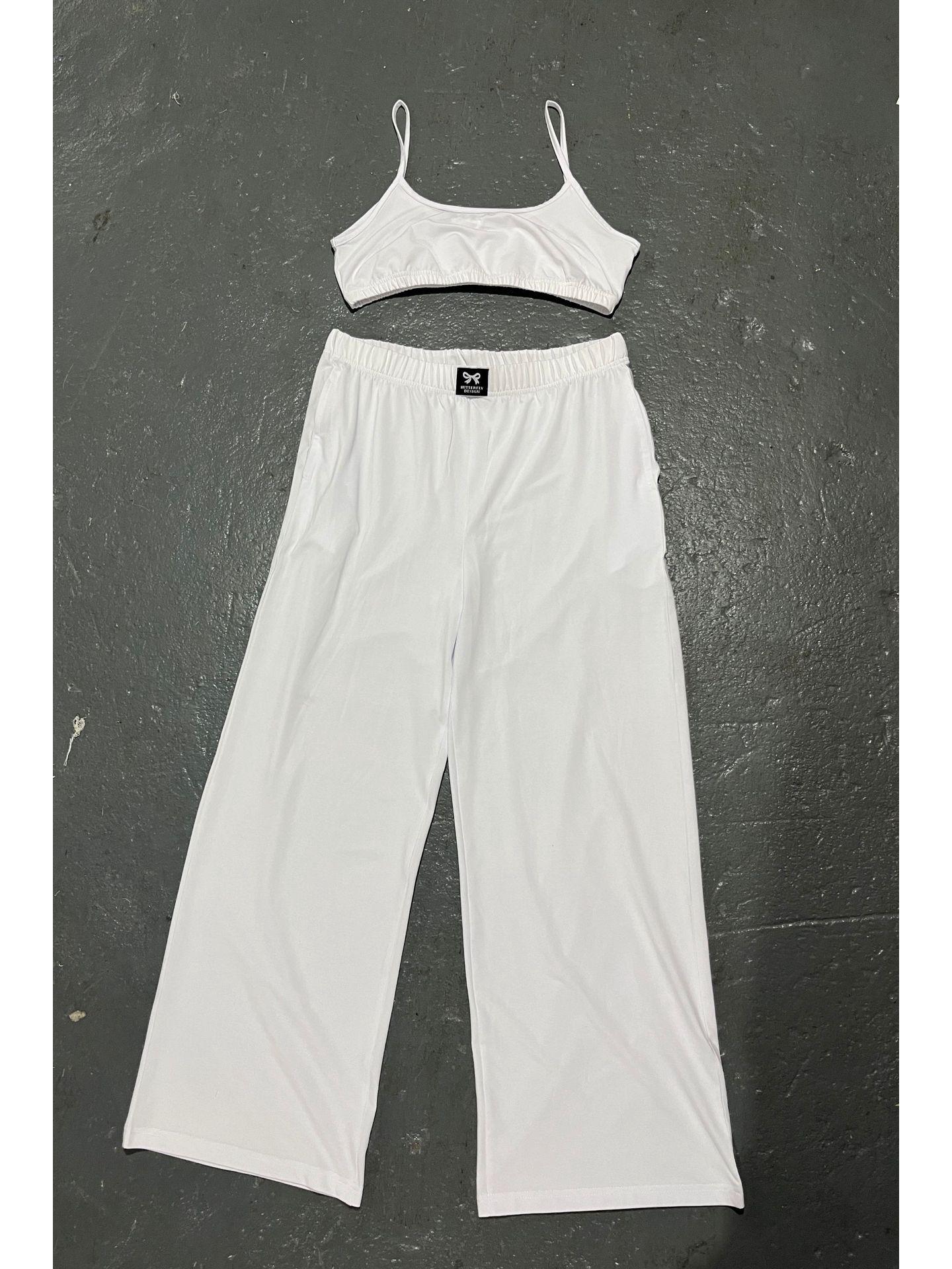 

Women s Wide-Leg Suspender Two-Piece Set XL білий