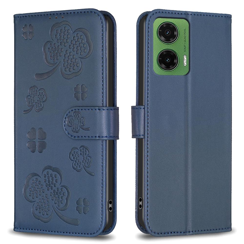 For Motorola Moto G35 5G Case Clover Pattern Wallet Stand View Leather Phone Cover