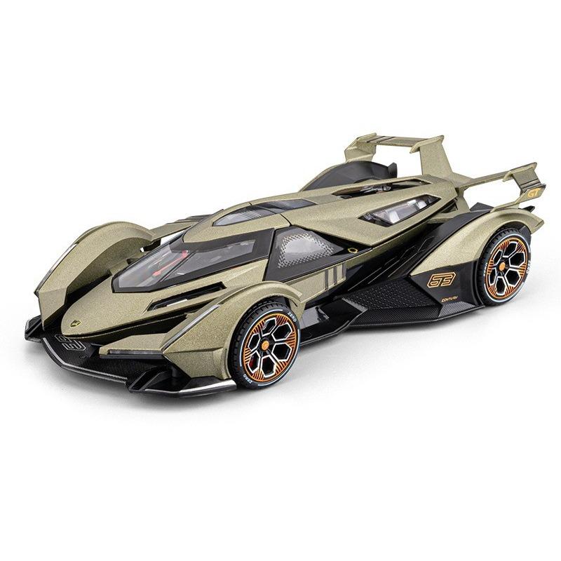 

1/24 Lamborghini V12 Alloy Sports Car Simulation Car Model Ornament Sound and Light Boy Toy Car Gift зелений