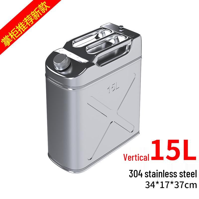 Stainless Steel Fuel Can - 304 Gasoline & Diesel, 10L/20L/30L, Thickened Portable Car Spare Tank