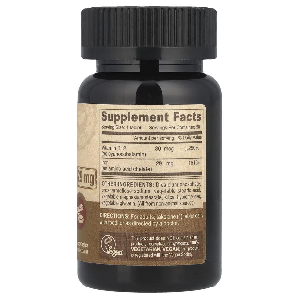 Vegan Chelated Iron, 29 Mg, 90 Tablets