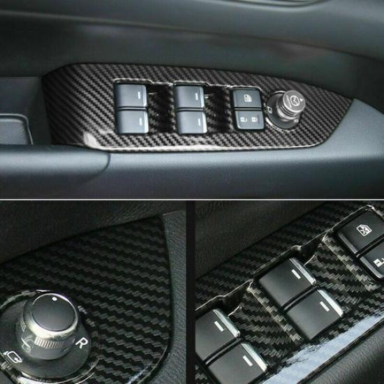 Carbon Fiber Interior Window Lift Switch Panel Cover Trim for Mazda CX-5 2014-18