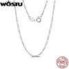 WOSTU Real 925 Sterling Silver Figaro Link Chain Necklace for Women Girls S925 Silver Thin Strong Necklace Chain Basic Links
