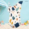 Girls One Shoulder Ruffle One Piece Swimsuit Abstract Printed Beach Swimwear