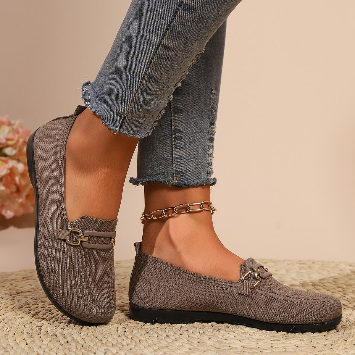 

Круглый носок Плоская подошва Женская спортивная повседневная обувь 41 темно-коричневого