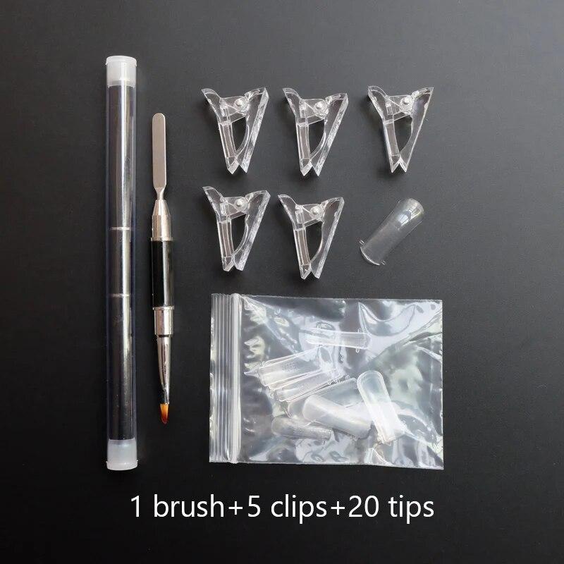 

Формы для наращивания ногтей с двусторонней кисточкой для УФ-геля, зажимы для ногтей, двойная форма для наращивания ногтей, быстрое наращивание, полное покрытие, кончики ногтей 1SET