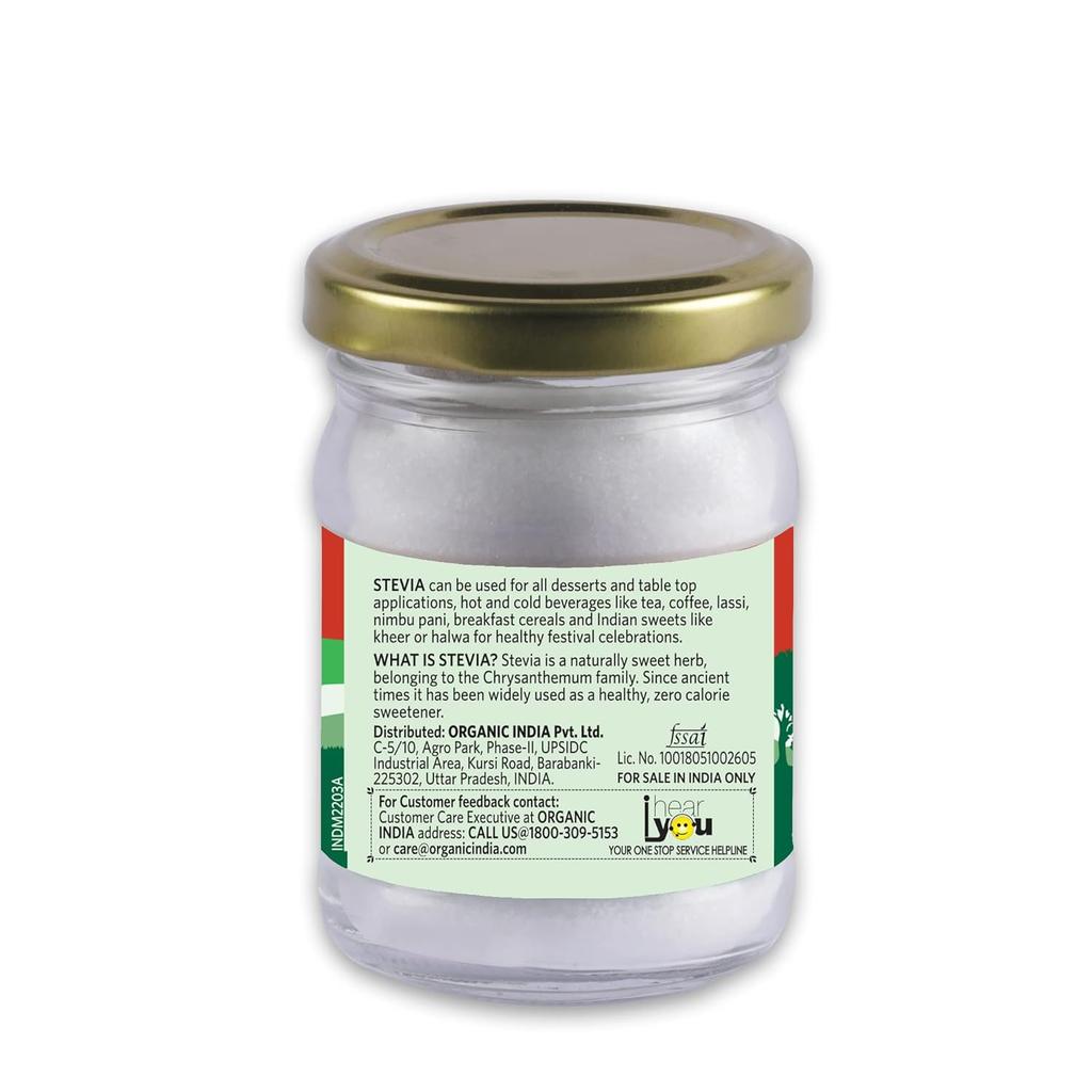 Organic India Stevia Powder Natural Sweetener Zero Calorie Sugar Free Low Glycemic Daily Alternative 75 g Pack Of 1