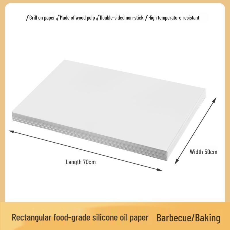 Rectangular Non-Stick Disposable Baking Paper for Oven, Cake, and Barbecue Oil Absorption.