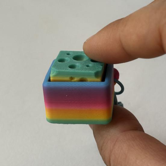 3D Printed Rainbow Cheese Keyboard Fidget Toy Stress Anxiety Relief Mechanical Keyboard Clicker Keychain Decompression Button Sensory Toy