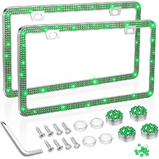 SHARE&CARE Bling License Plate Frame, Crystal License Plate Cover, Car License Plate Holder With Rhinestone Crystal Diamond Screw Set - 1 Pack