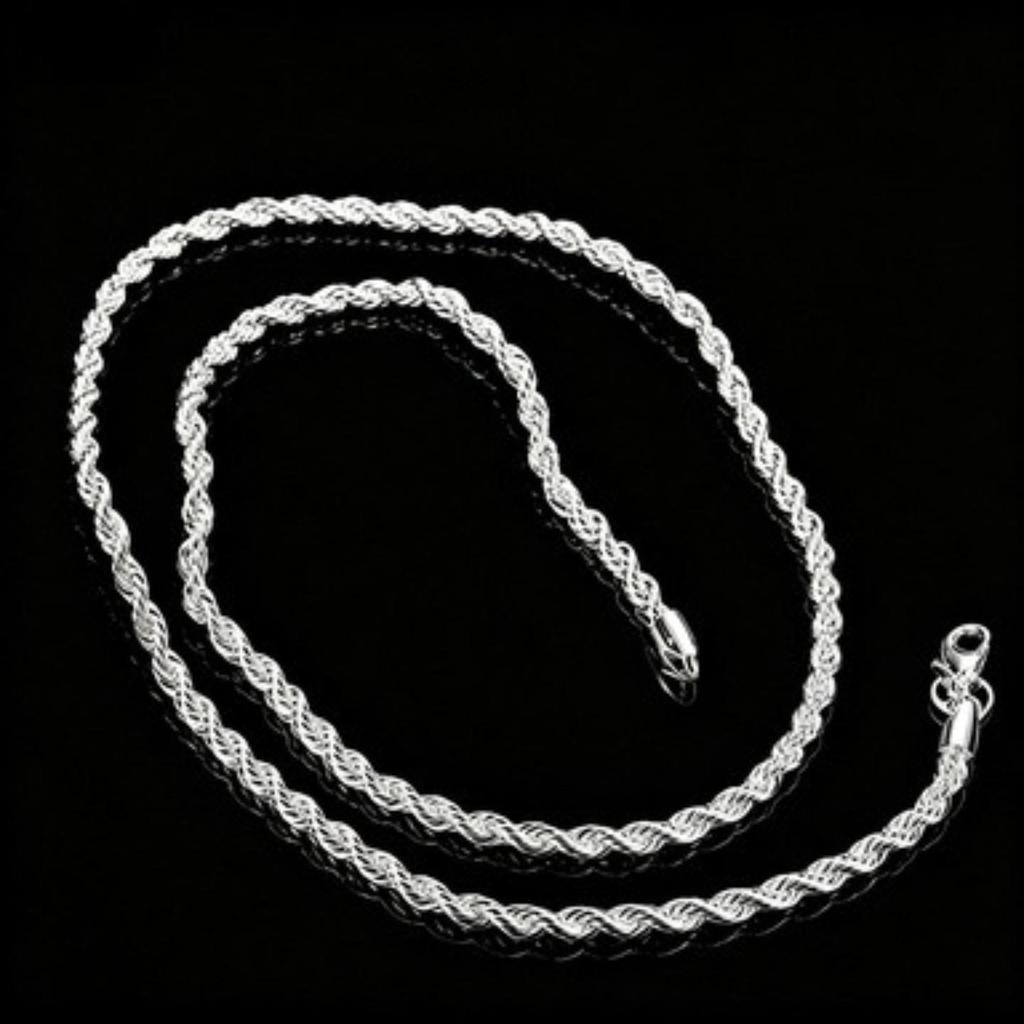 4MM Silver Plated Twisted Rope Jewelry Set, Minimalist Twist Chain Necklace & Bracelet Unisex Layering Daily Accessory