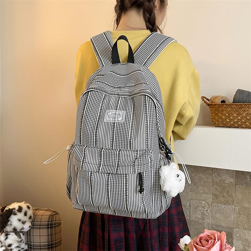 Campus Schoolbag Women's Plaid Backpack Junior Senior High School Students Large Capacity Travel Backpack