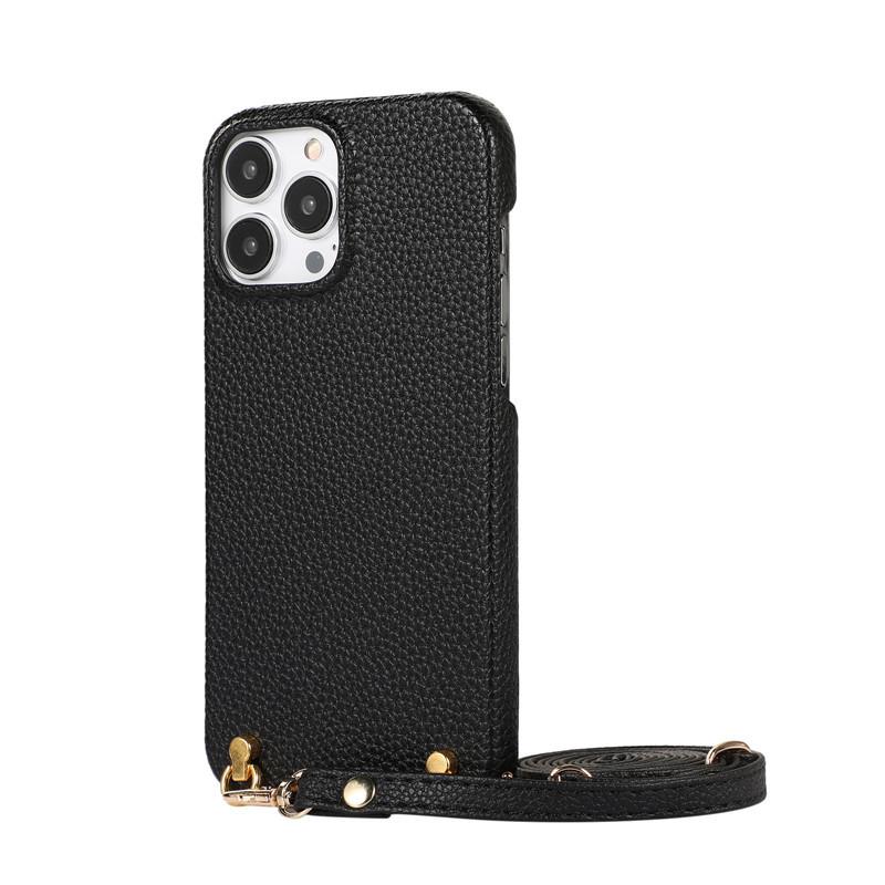 Applicable to Apple 14 mobile phone case Apple 13 lychee pattern leather case diagonal span iPhone14 mobile phone case leather Japan and South Korea
