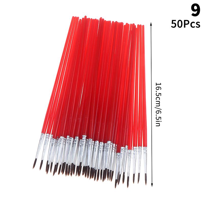 50Pcs Painting Brushes Set Art Round Flat Hair Nylon Hair Paint Brush For Oil Acrylic Watercolor Kids/Artists/Beginners/Student