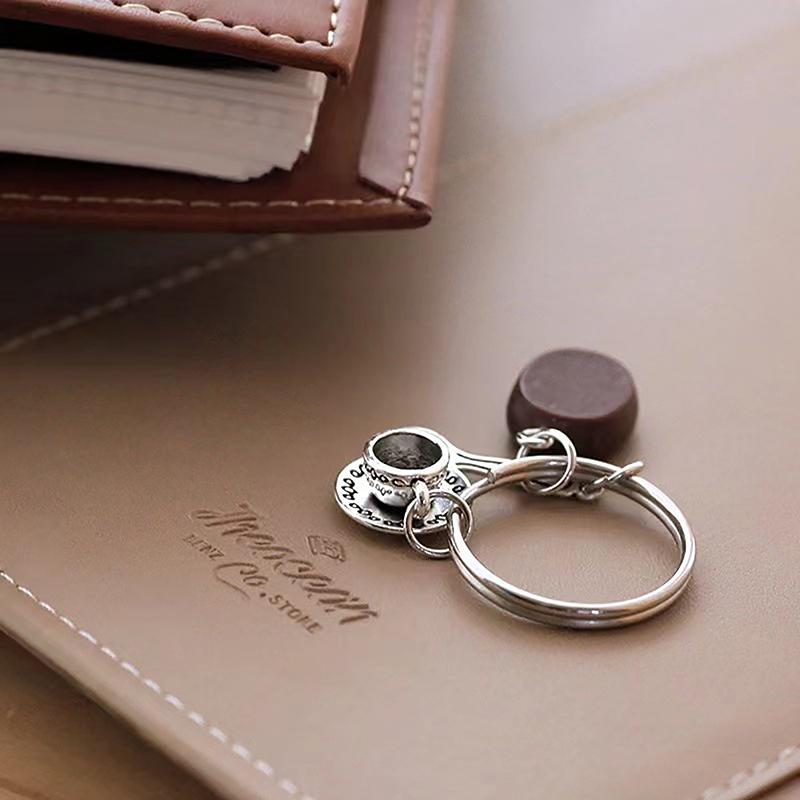 1Pc Afternoon Tea Casual Keyring  Simulated Mini Coffee Bean Metal Keychain Coffee Cup Tea Pot Personalized Bag Pendant