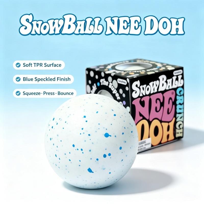 Needoh Snow Ball Cool Crunch Fidget Sensory Toy Flour Filling Quick Rebound Squeeze Ball Relief Anxiety Calming Focus Relax Toy