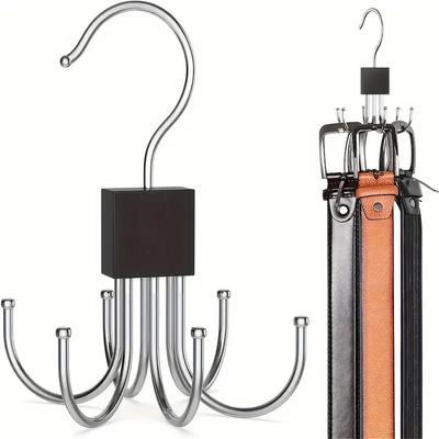 360° Rotating Storage Hanger Hook Multi-Claw Bag Metal Belts Rack Wooden Organizer for Bras Ties Scarves Household Closet Acces