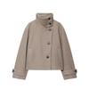Nouveau manteau en laine pour femme automne/hiver européen et américain, ample, décontracté, élégant, simple, à manches longues, boutonnée, col montant