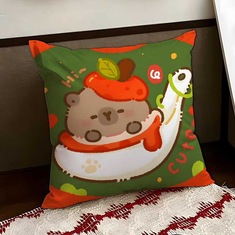 Cute CCapybara Cushion Cover Reversible Soft Durable Pillow Cover Home  Car MultiScene Use for Daily Comfort