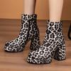 Sexy Women's Ankle Boots Platform Leopard Short Shoes New 2025 Block High Heel Fashion Autumn Winter Motorcycle Boots Ladies