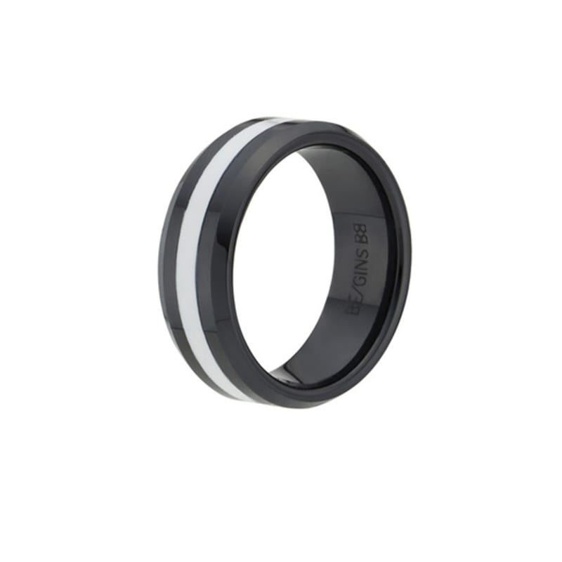 BE/GINS La Ligne Black White Ceramic Ring