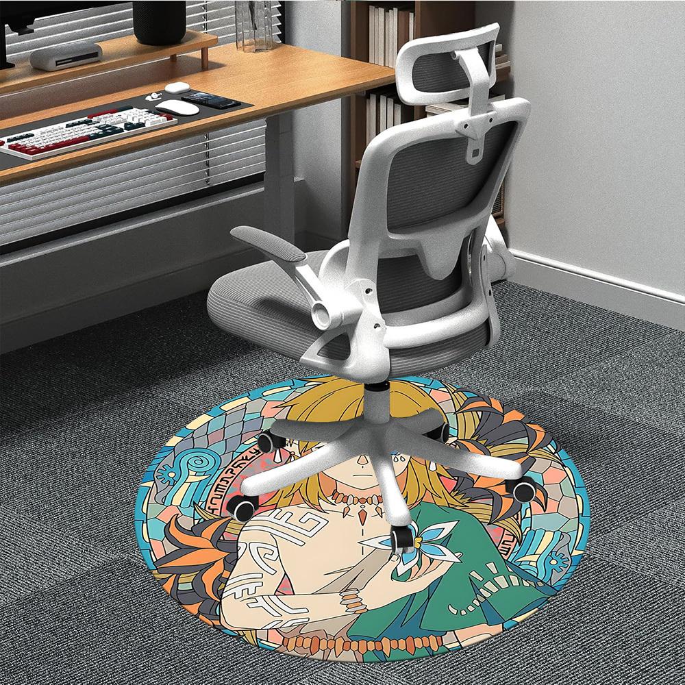 

1PC The Legend of Zelda Office Round Rug, Non-slip, Soft and Durable Office Rug for Interior Decoration, Perfect for Office yy250915068 80cm by 80cm
