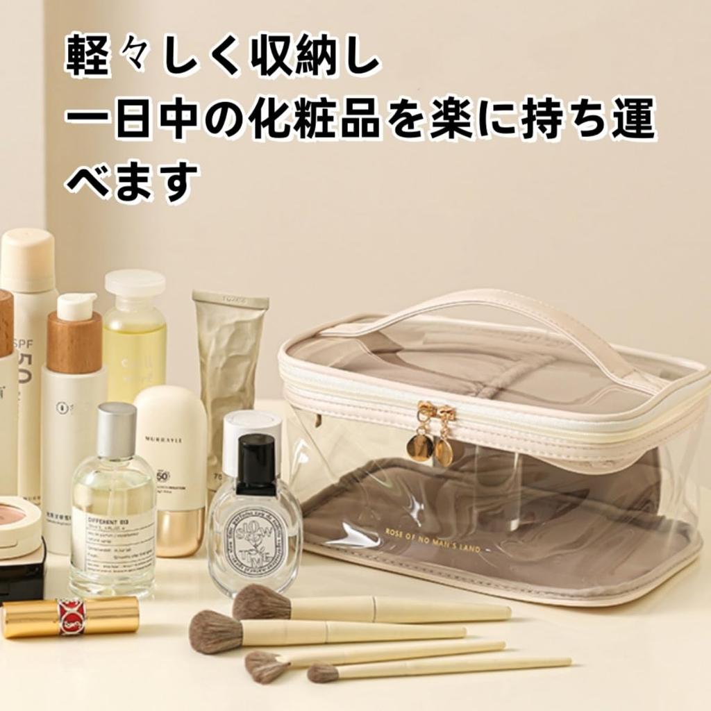 Aylashine Clear Zipper Flap Makeup Travel Waterproof Toiletry Portable Makeup Organizer with Dividers and Makeup Brush Zipper Bag for Women and Girls