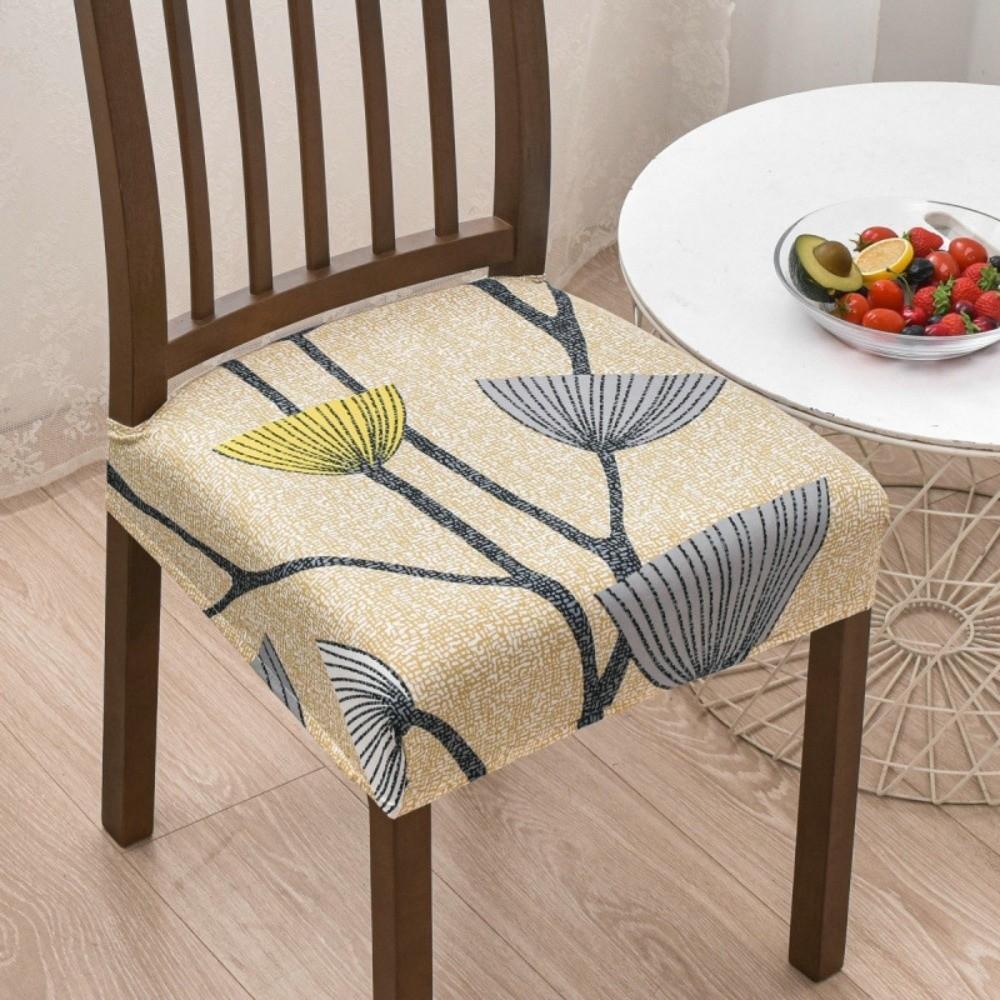 Soft Printed Design Stretch Chair Cover Elastic Bottom Square Chair Seat Cover Removable Chair Cushion Cover Home Decor