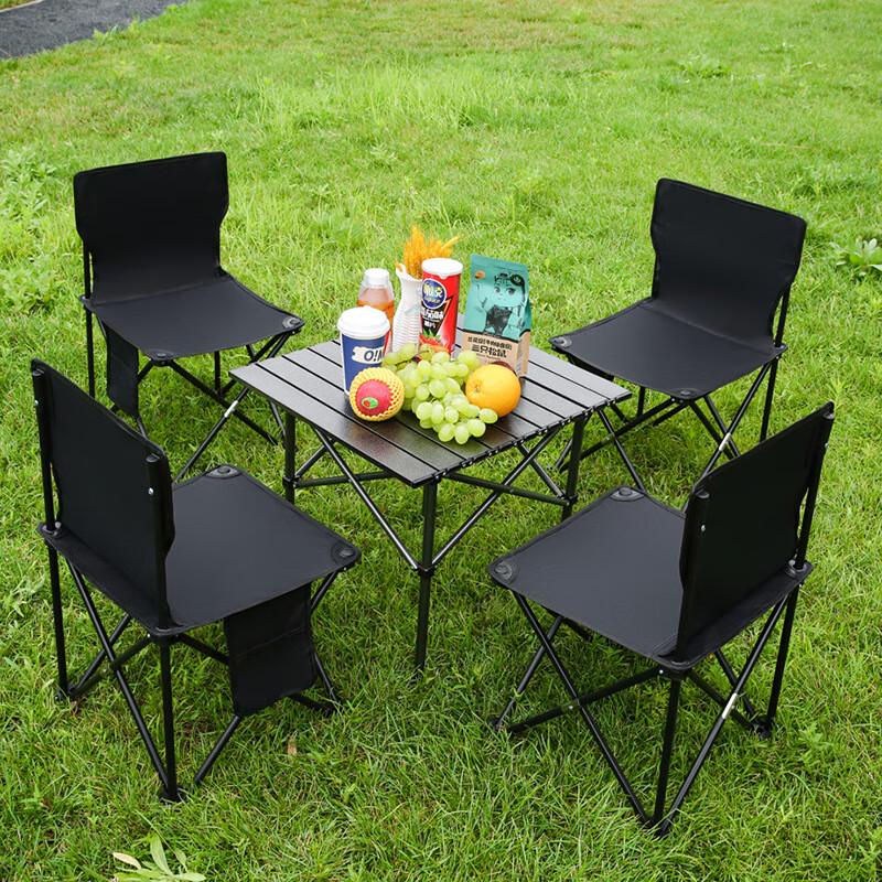 OLOMM Camping Roll-Up Table & Folding Chairs Set